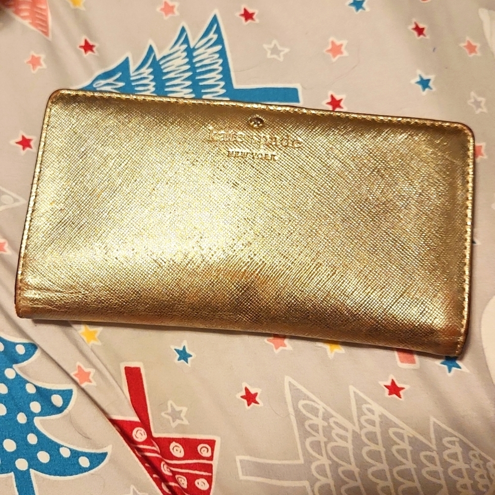 Gold Kate Spade Bi-Fold Wallet